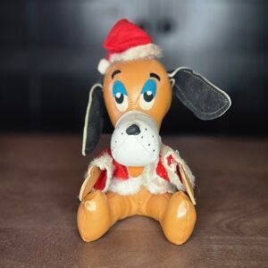 Vintage 1960s Jestia No. 285 Vinyl Santa Dog Japan Christmas Figure 7”